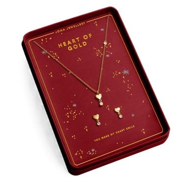 Joma Jewellery With Love 'Heart Of Gold' Necklace and Earrings Set 46cm + 5cm