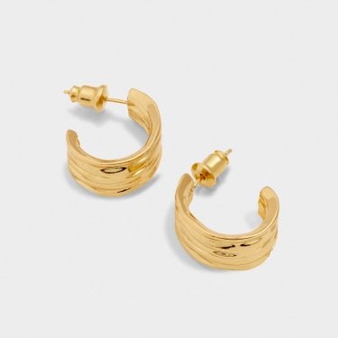 Katie Loxton Cleyo Waterproof Gold Hoop Earrings 0.2cm x 0.09cm x 1.63cm 