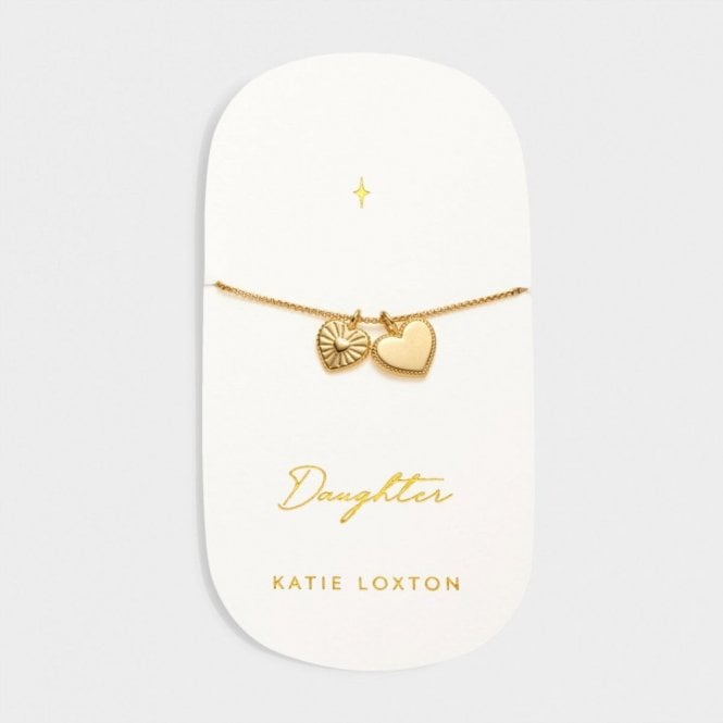 Katie Loxton  'Daughter' Waterproof Gold Charm Bracelet 18cm + 3cm