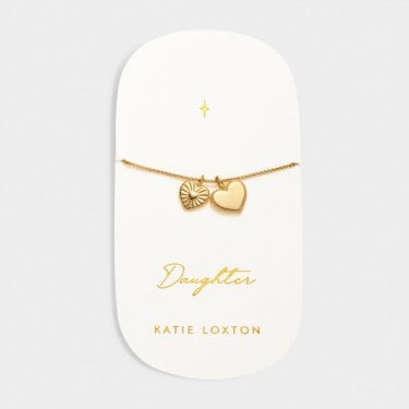 Katie Loxton 'Daughter' Waterproof Gold Charm Bracelet 18cm + 3cm