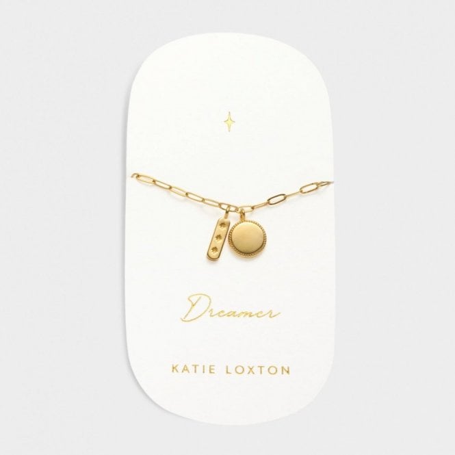 Katie Loxton  'Dreamer' Waterproof Gold Charm Bracelet 18cm + 3cm