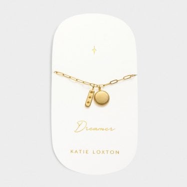 Katie Loxton 'Dreamer' Waterproof Gold Charm Bracelet 18cm + 3cm
