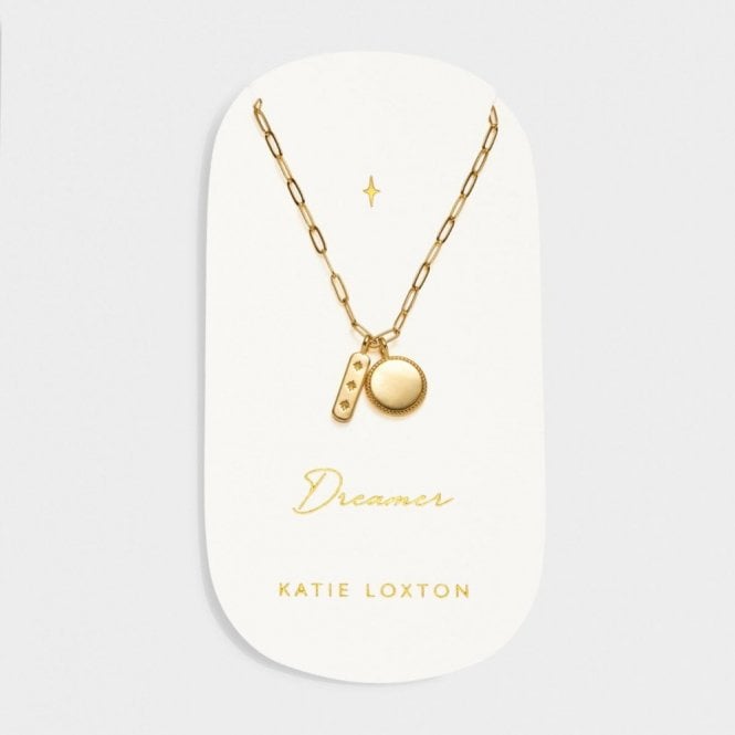 Katie Loxton  'Dreamer' Waterproof Gold Charm Necklace 40cm + 5cm