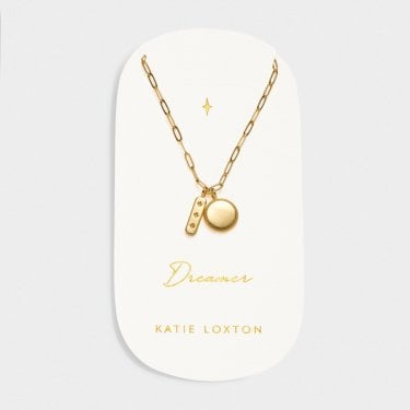 Katie Loxton 'Dreamer' Waterproof Gold Charm Necklace 40cm + 5cm