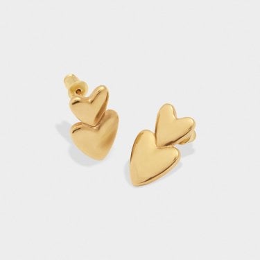 Katie Loxton Eros Waterproof Gold Heart Earrings 2.01cm x 1.23cm x 0.38cm 