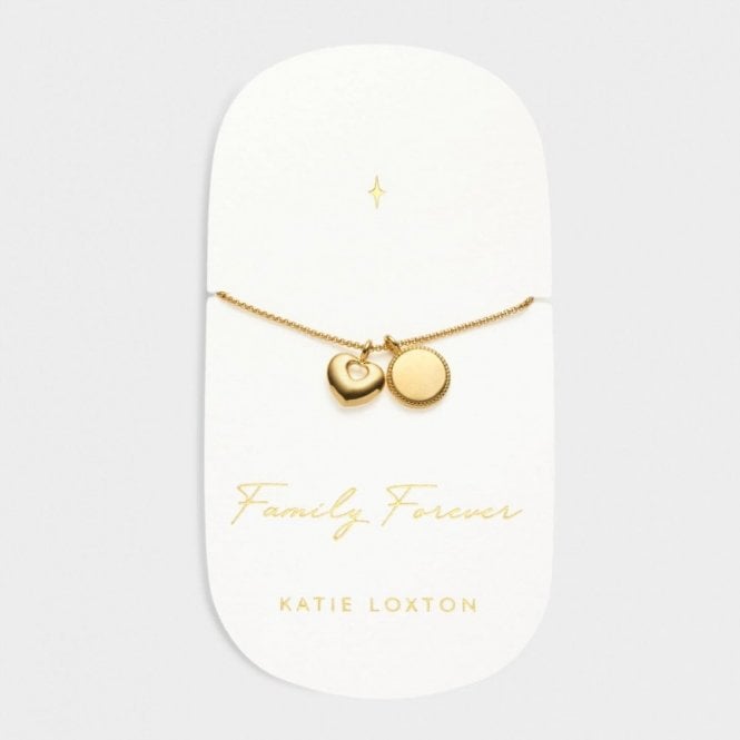 Katie Loxton  'Family Forever' Waterproof Gold Charm Bracelet 18cm + 3cm