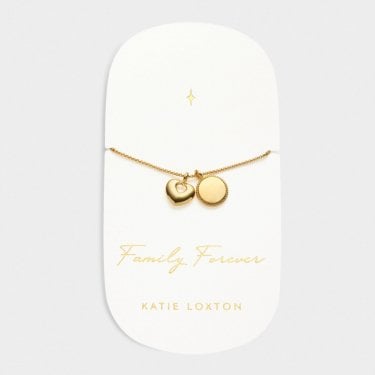 Katie Loxton 'Family Forever' Waterproof Gold Charm Bracelet 18cm + 3cm