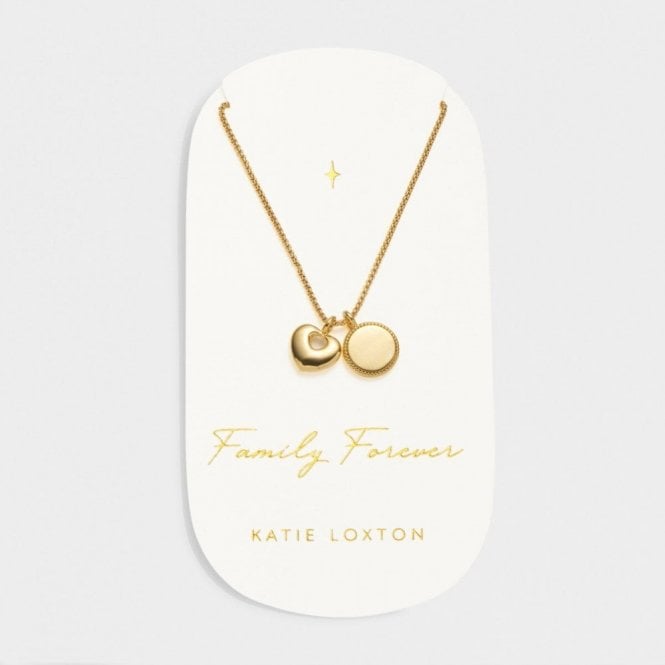 Katie Loxton  'Family Forever' Waterproof Gold Charm Necklace 40cm + 5cm