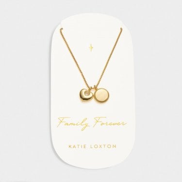 Katie Loxton 'Family Forever' Waterproof Gold Charm Necklace 40cm + 5cm