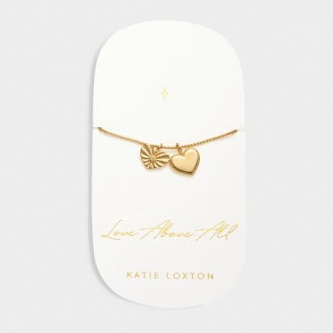 Katie Loxton 'Love Above All' Waterproof Gold Charm Bracelet 18cm + 3cm