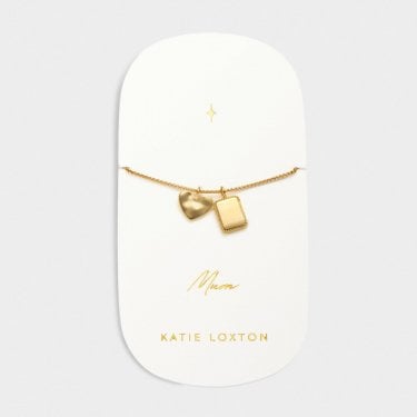 Katie Loxton 'Mum' Waterproof Gold Charm Bracelet 18cm + 3cm