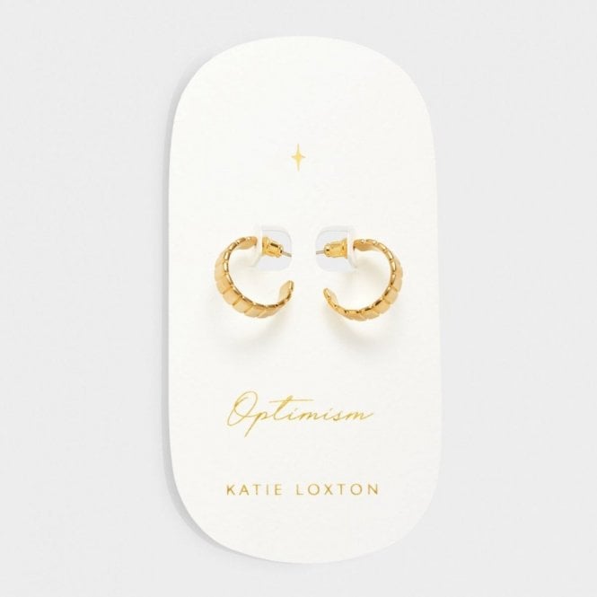 Katie Loxton  'Optimism' Waterproof Gold Spinning Amulet  Hoop Earrings 1.9cm x 0.5cm