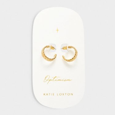 Katie Loxton 'Optimism' Waterproof Gold Spinning Amulet Hoop Earrings 1.9cm x 0.5cm