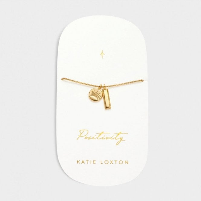 Katie Loxton  'Positivity' Waterproof Gold Charm Bracelet 18cm + 3cm