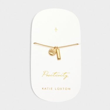 Katie Loxton 'Positivity' Waterproof Gold Charm Bracelet 18cm + 3cm