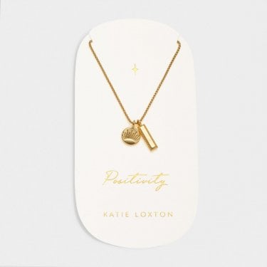 Katie Loxton 'Positivity' Waterproof Gold Charm Necklace 40cm + 5cm