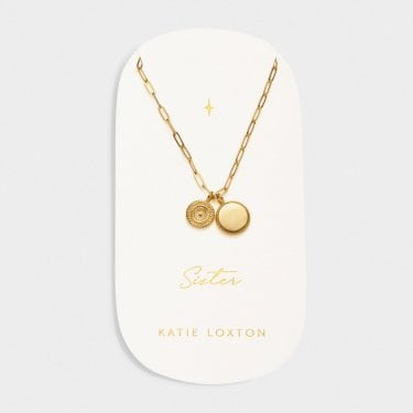 Katie Loxton 'Sister' Waterproof Gold Charm Necklace 40cm + 5cm