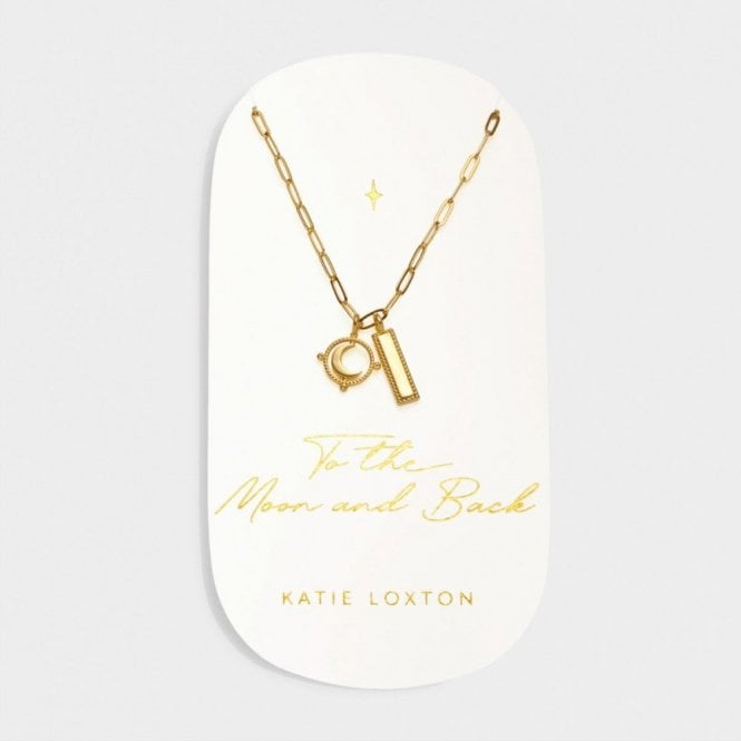 Katie Loxton  'To The Moon & Back' Waterproof Gold Charm Necklace 40cm + 5cm