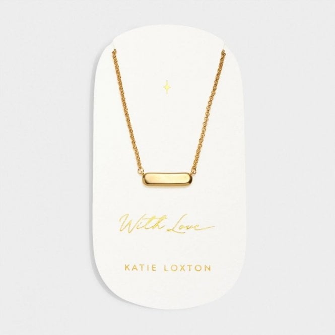 Katie Loxton  'With Love' Waterproof Gold Signet Necklace 45cm + 5cm