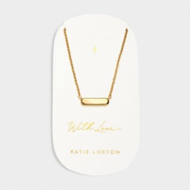 Katie Loxton 'With Love' Waterproof Gold Signet Necklace 45cm + 5cm