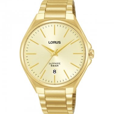 Lorus Gents Champagne Dial Gold Tone Stainless Steel Watch 