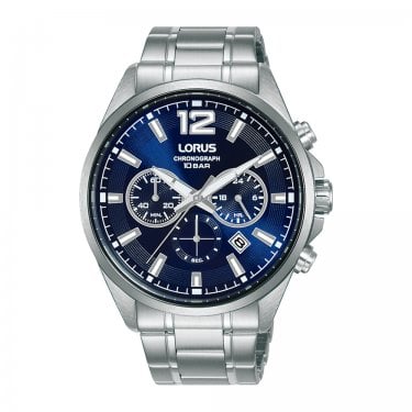 Lorus Gents Chronograph Blue Dial Stainless Steel Watch 