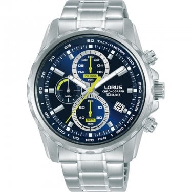 Lorus Gents Chronograph Blue Dial Stainless Steel Watch
