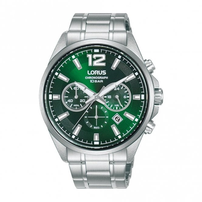 Lorus  Gents Chronograph Green Dial Stainless Steel Watch