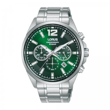 Lorus Gents Chronograph Green Dial Stainless Steel Watch
