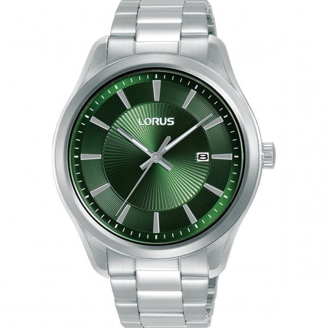Lorus  Gents Classic Clear Cut Green Dial Stainless Steel Watch