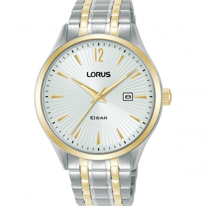 Lorus  Gents Clear Cut Classic White Dial Two Tone Stainless Steel Watch