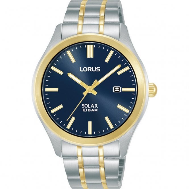 Lorus  Gents Elegant Blue Dial Two Tone Stainless Steel Solar Watch