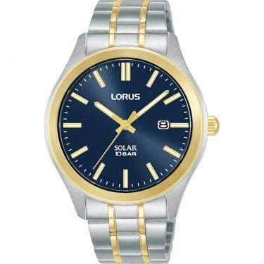 Lorus Gents Elegant Blue Dial Two Tone Stainless Steel Solar Watch