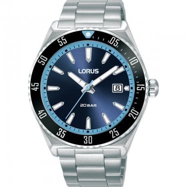 Lorus Gents Sports Blue Dial Stainless Steel Watch