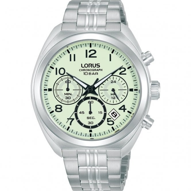 Lorus  Gents Sports Chronograph Luminous Dial Stainless Steel Watch