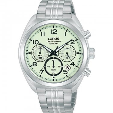 Lorus Gents Sports Chronograph Luminous Dial Stainless Steel Watch