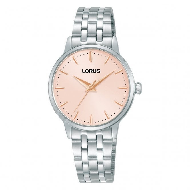 Lorus  Ladies Classic Pink Dial Stainless Steel Watch 