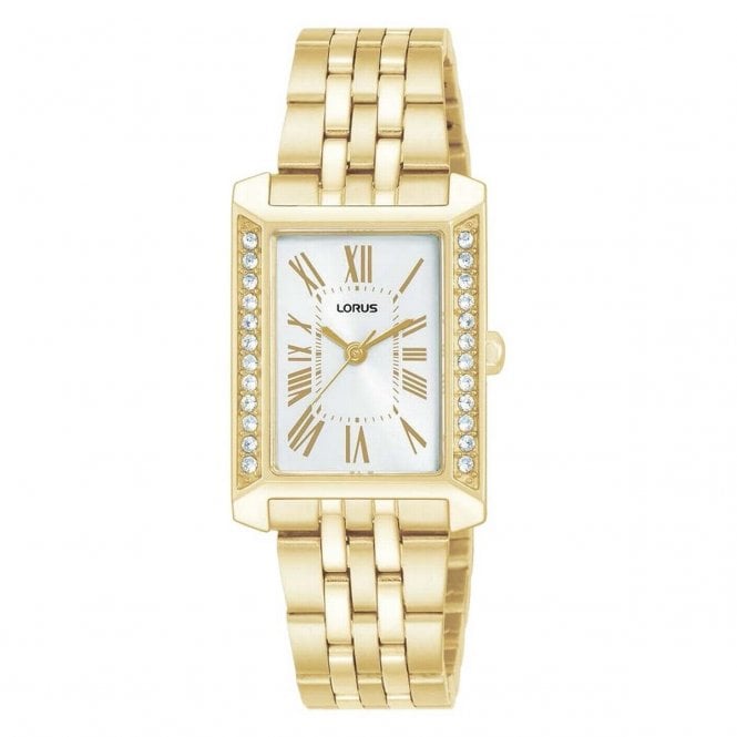 Lorus  Ladies Elegance Rectangular Dial Gold Tone Stainless Steel Watch
