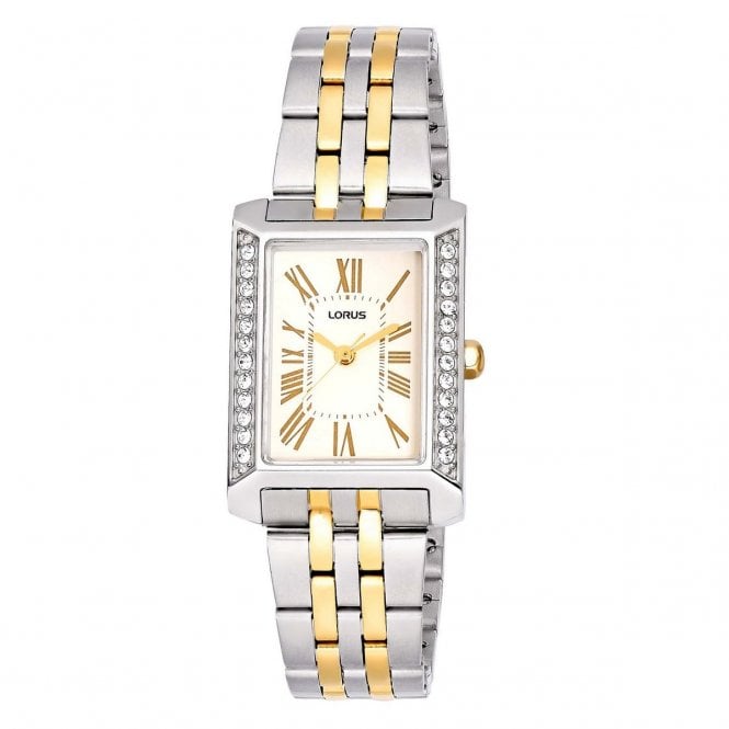 Lorus  Ladies Elegance Rectangular Dial Two Tone Stainless Steel Watch