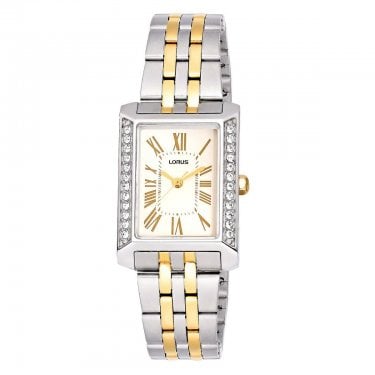 Lorus Ladies Elegance Rectangular Dial Two Tone Stainless Steel Watch