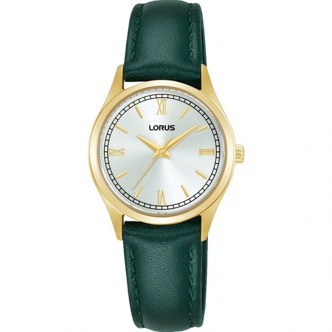 Lorus  Ladies Elegant Roman Numeral Green Leather Strap Watch