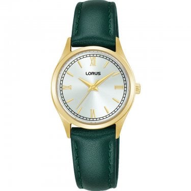 Lorus Ladies Elegant Roman Numeral Green Leather Strap Watch