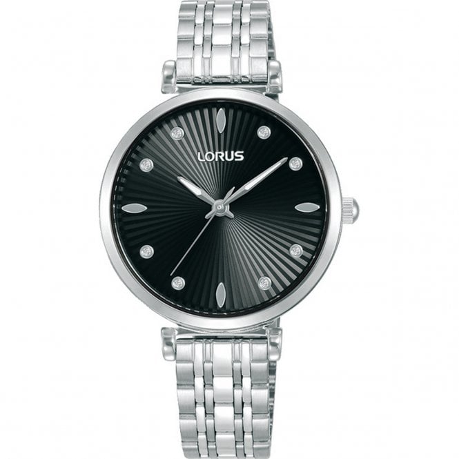 Lorus  Ladies Radience Black Dial Stainless Steel Watch 