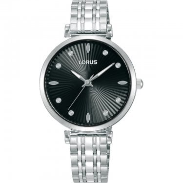 Lorus Ladies Radience Black Dial Stainless Steel Watch 