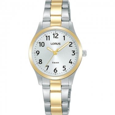 Lorus Ladies Sunray White Dial Two Tone Stainless Steel Watch 