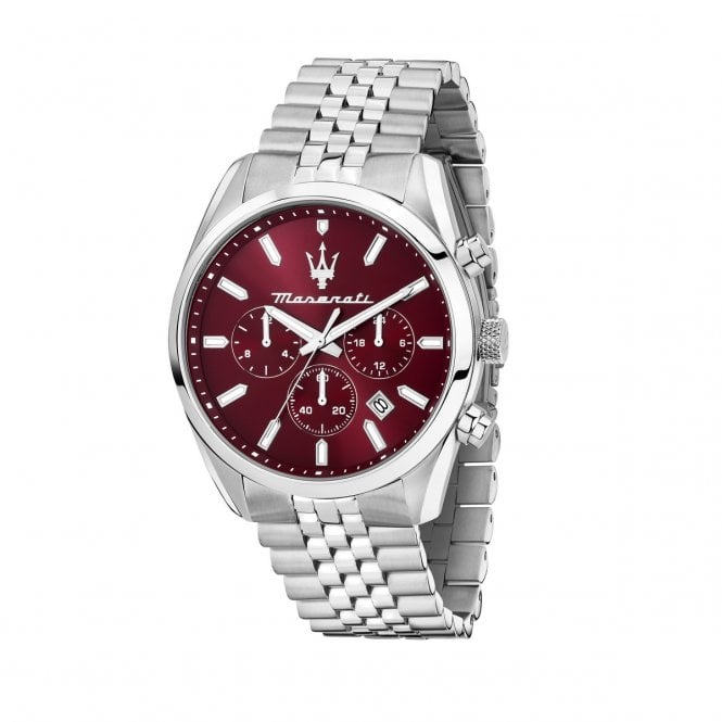 Maserati  Gents Attrazione Burgundy Dial Stainless Steel Chronograph Watch