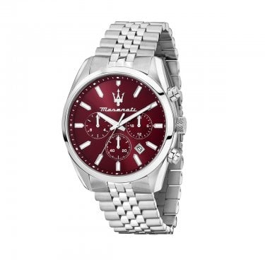 Maserati Gents Attrazione Burgundy Dial Stainless Steel Chronograph Watch