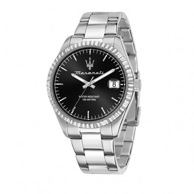 Maserati  Gents Competizione Black Dial Stainless Steel Watch