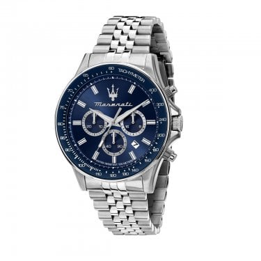 Maserati Gents Sfida Blue Dial Stainless Steel Watch