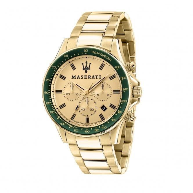 Maserati  Gents Sfida Gold Dial Gold Tone Stainless Steel Watch